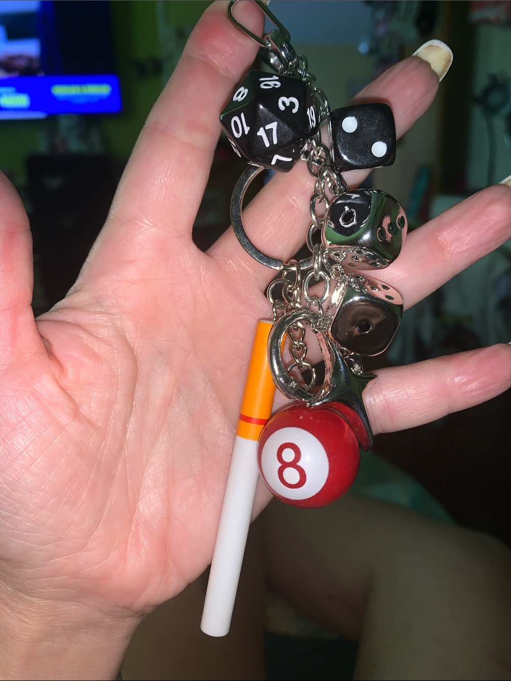 8-Ball,Dice, cigarette purse/bag Charm Keychain - Picture 3 of 4